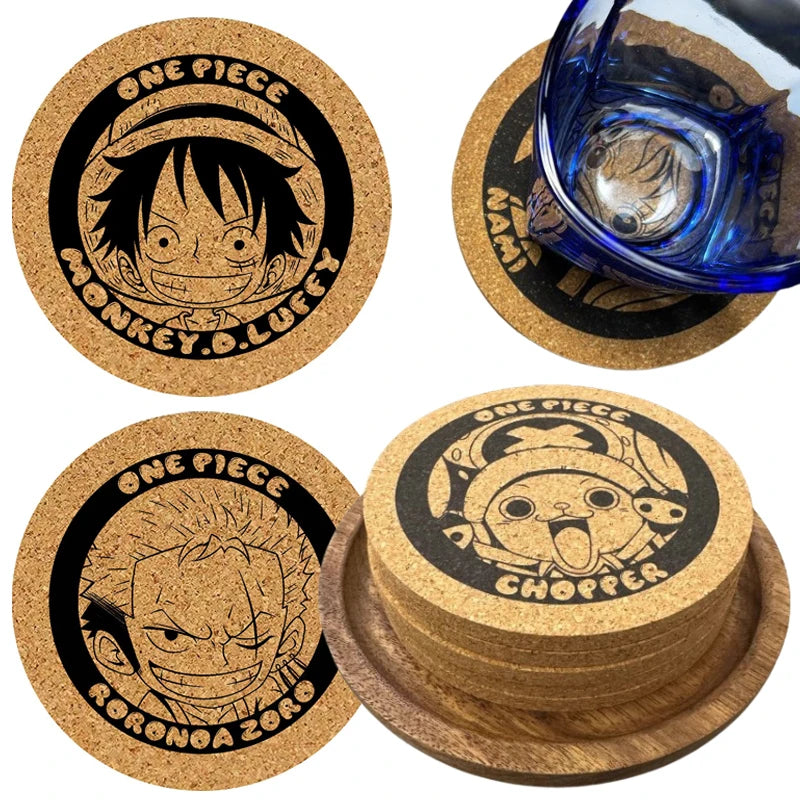 One Piece-underlägg – Wanted Luffy, korkgravyr