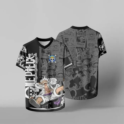 One Piece Football Jersey - Chibi Character Collage (Sporty Streetwear)