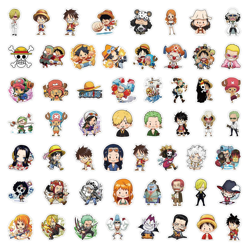 Zestaw naklejek One Piece – 50 sztuk wodoodpornych naklejek winylowych