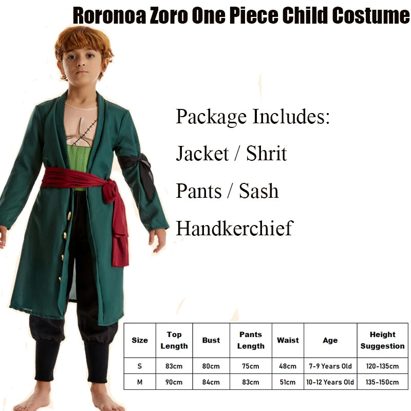 One Piece-utklädnad – Roronoa Zoros barnoutfit (med tillbehör)