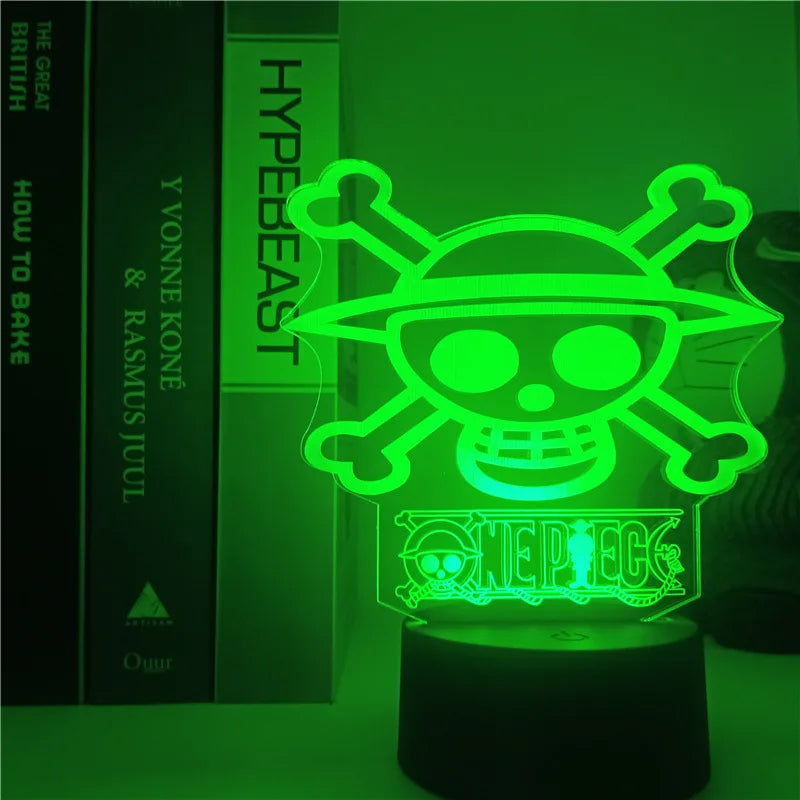 One Piece LED Night Light - Mugiwara Skull Logo (Neon Green)
