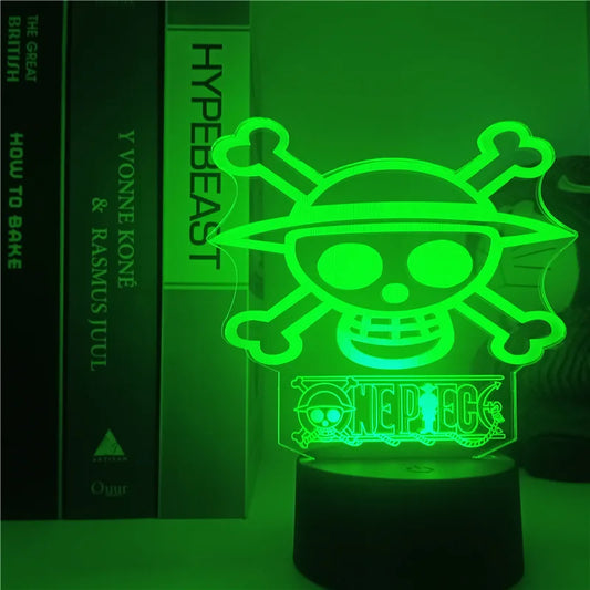 One Piece LED Night Light - Mugiwara Skull Logo (Neon Green)