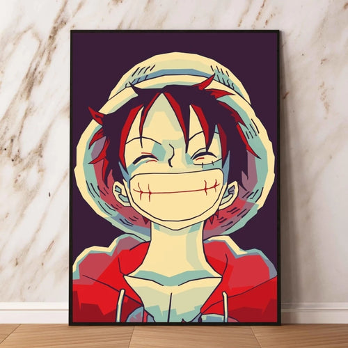 One Piece Pop Art Canvas - Monkey D. Luffy Minimalist Style