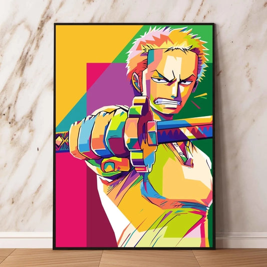 One Piece Pop Art Painting - Roronoa Zoro in Combat