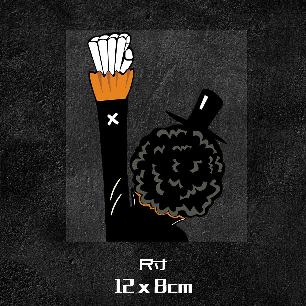 Naklejka One Piece – sylwetka Brooka „Afro i laska” (12x8cm)