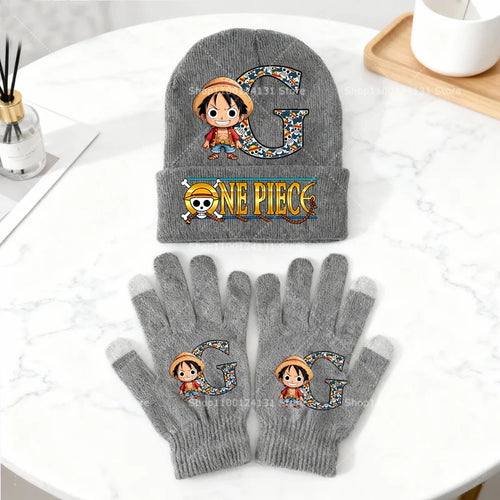 One Piece-set med mössa och handskar – Ikoniska Luffy-mangamotiv