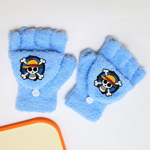 One Piece-handskar – Luffy chibi blå bakgrund