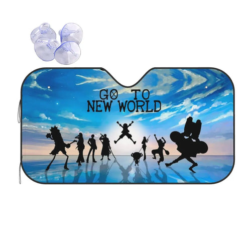 One Piece Front Windshield Sunshade - Straw Hat Crew Silhouette Facing the Horizon