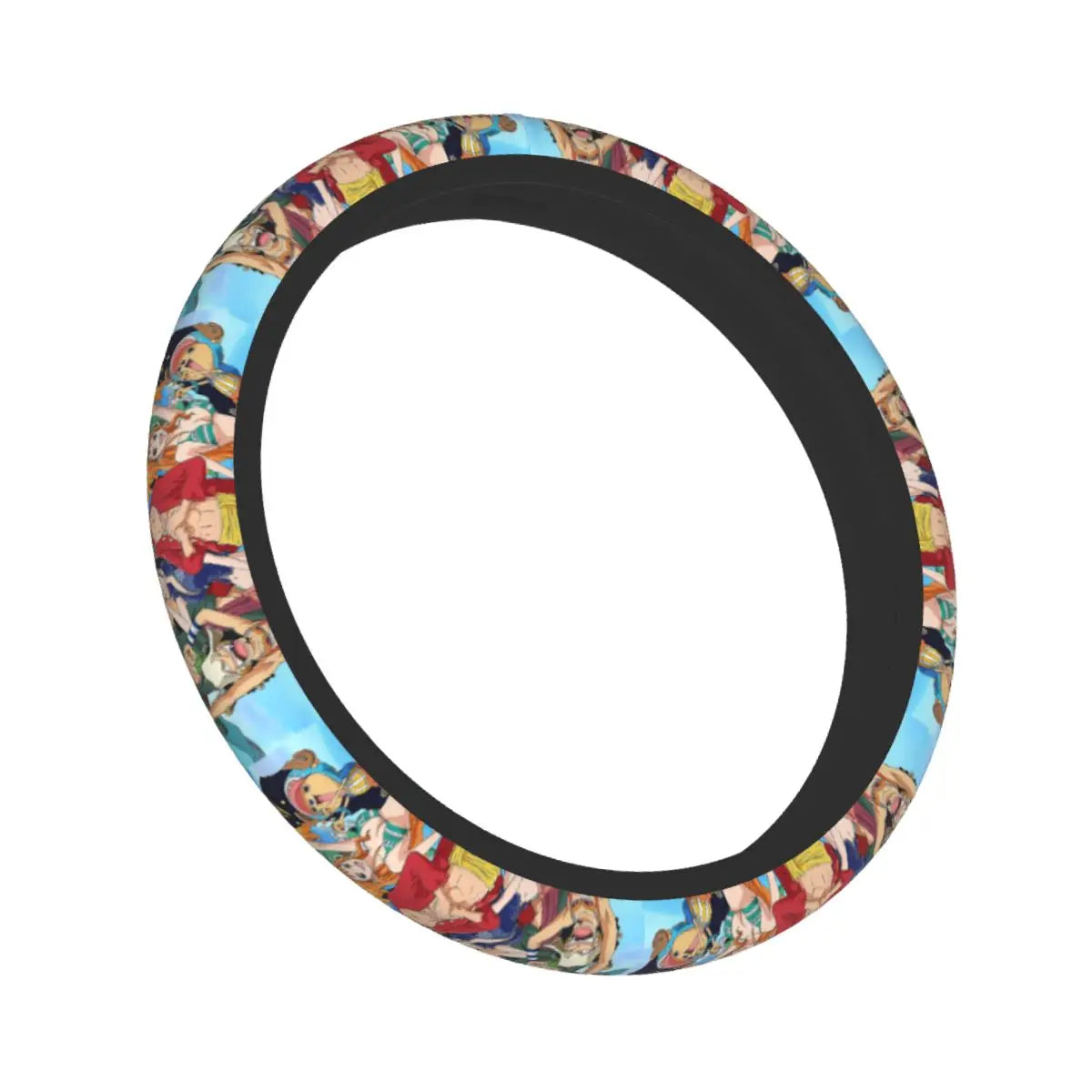 One Piece Car Steering Wheel Cover – Crew on Light Blue Background