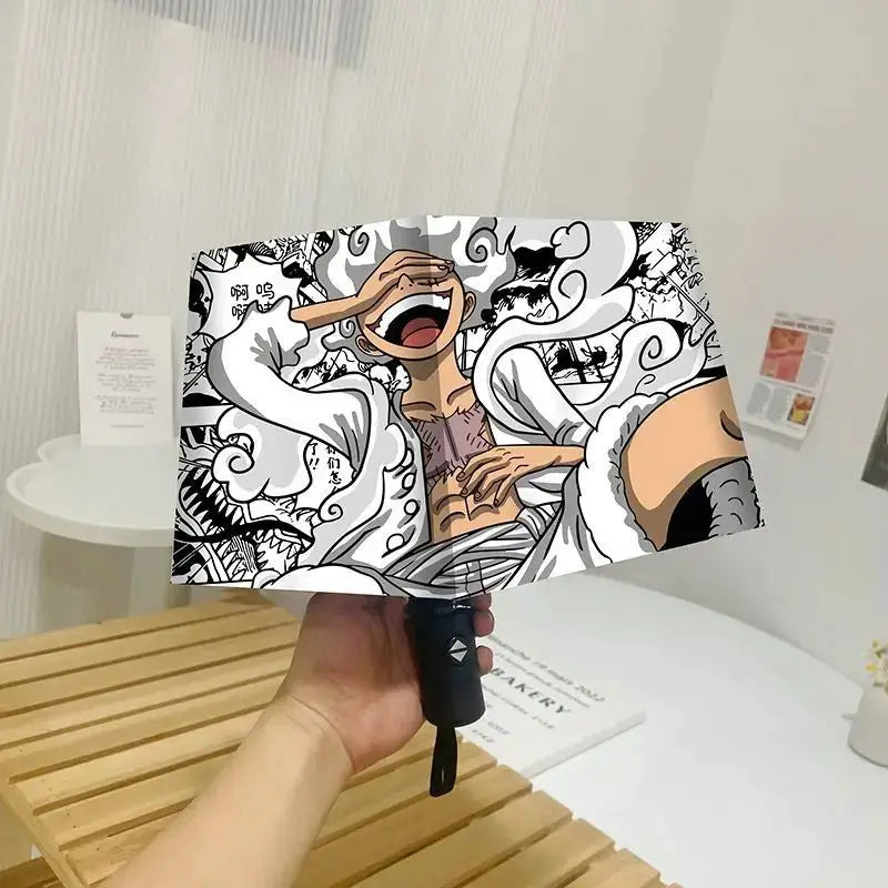 One Piece Umbrella - "Wanted" Manga Pattern (Black & White)