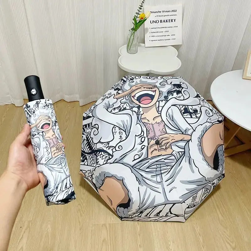 One Piece Umbrella - "Wanted" Manga Pattern (Black & White)