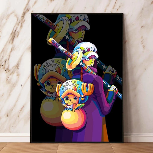 Obraz pop-art One Piece – Trafalgar Law i Chopper (Wielokolorowy)