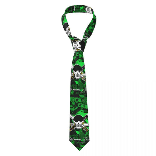 One Piece Tie – Green Pirate Pattern