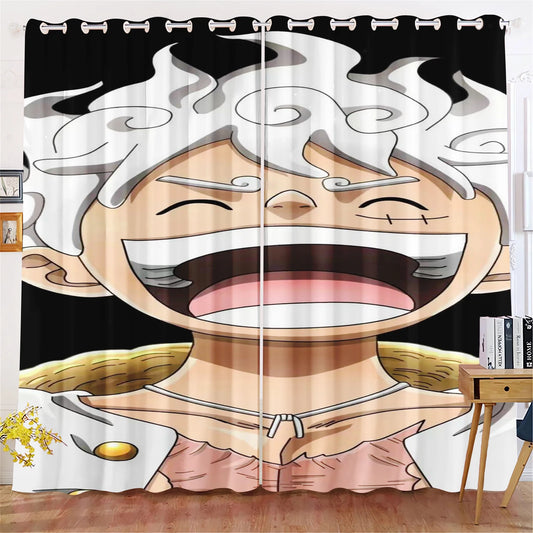 One Piece-gardin – Monkey D. Luffy Gear 5 Nika (rent vit design)
