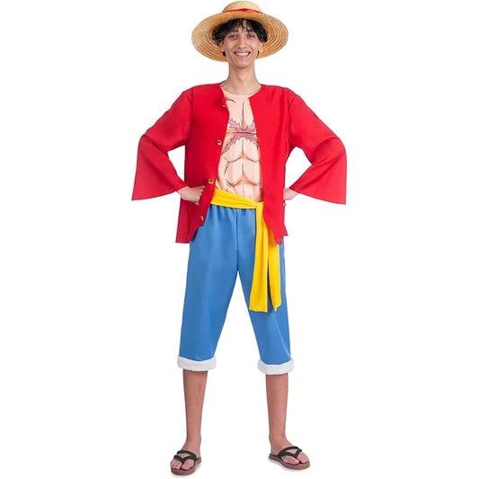 One Piece-utklädnad – Monkey D. Luffys vuxenoutfit (komplett set)