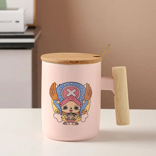 One Piece Mug - Kawaii Tony Tony Chopper & Wooden Handle