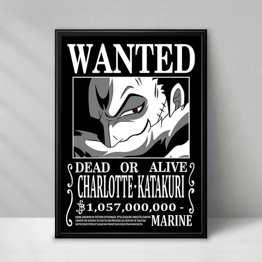 One Piece Wanted-affisch – Charlotte Katakuri (Svartvitt)