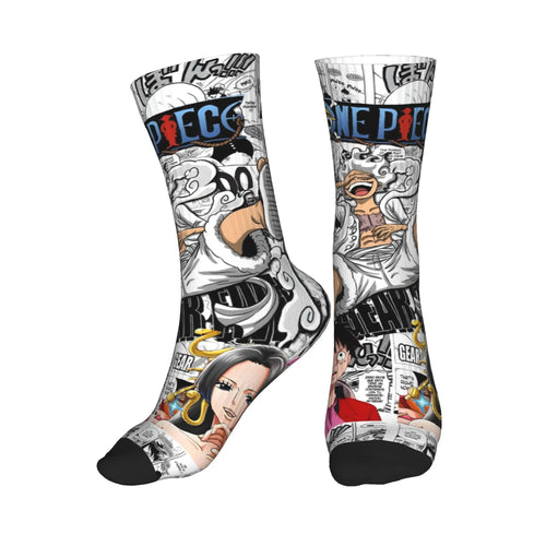 One Piece Socks - Black-and-White Manga Panels