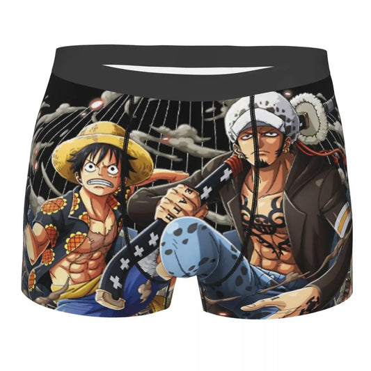 One Piece-boxershorts – Luffy och Ace i strid (orange och svart)