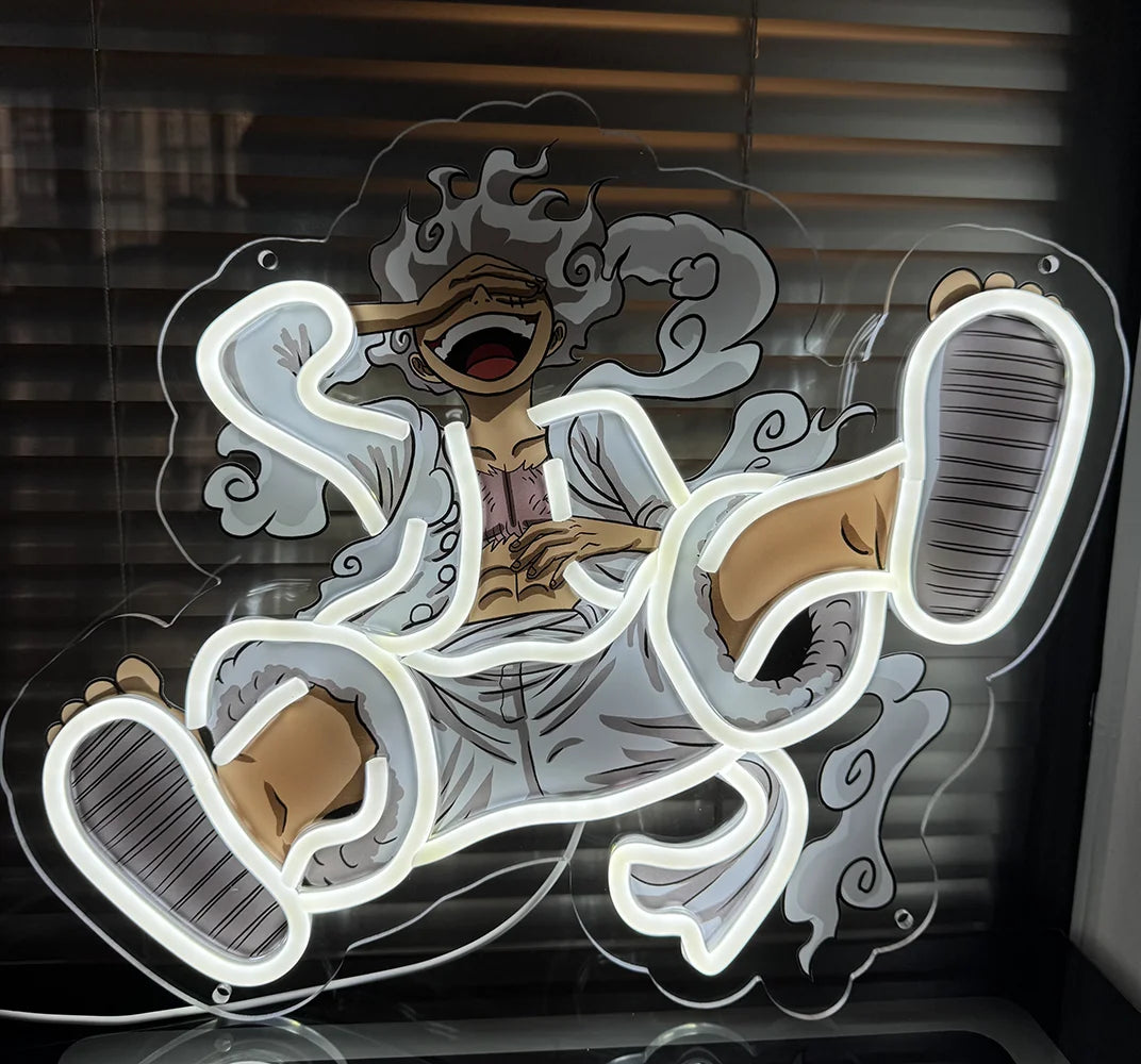 One Piece Neon Lamp - Luffy Gear 5 Bright White Awakening