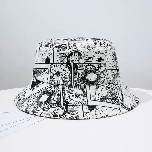 Kapelusz bucket One Piece – Manga czarno-biała