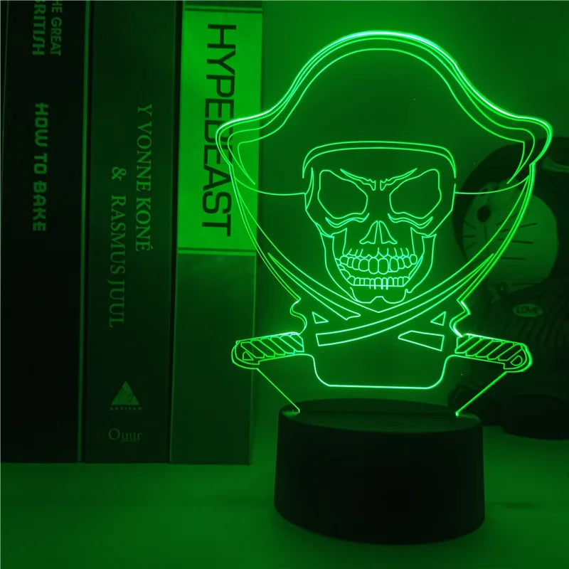One Piece LED Night Light - Luffy Jolly Roger Emblem (Green)