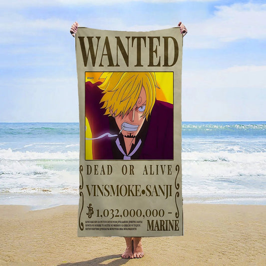 One Piece Beach Towel - Wanted Sanji (Classic Portrait)