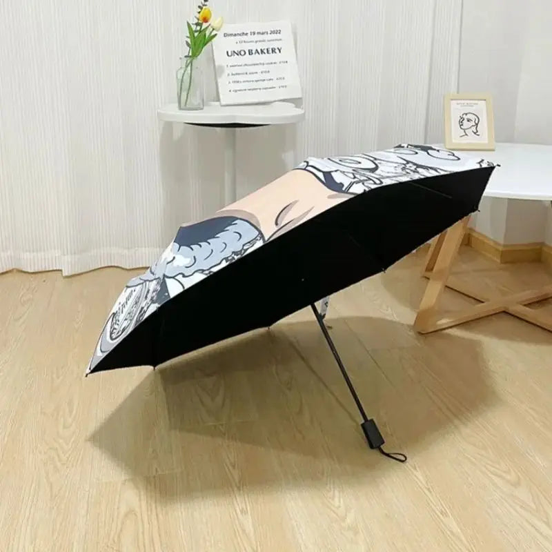 One Piece Umbrella - "Wanted" Manga Pattern (Black & White)