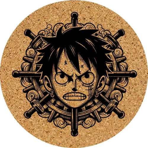 One Piece Coasters - Helm & Luffy in Cork