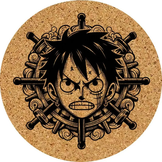 One Piece Coasters - Helm & Luffy in Cork