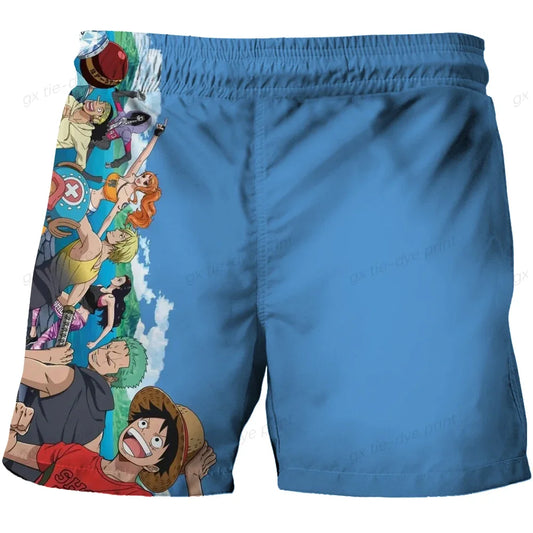 Jednoczęściowe kąpielówki One Piece – granatowy wzór z postaciami chibi