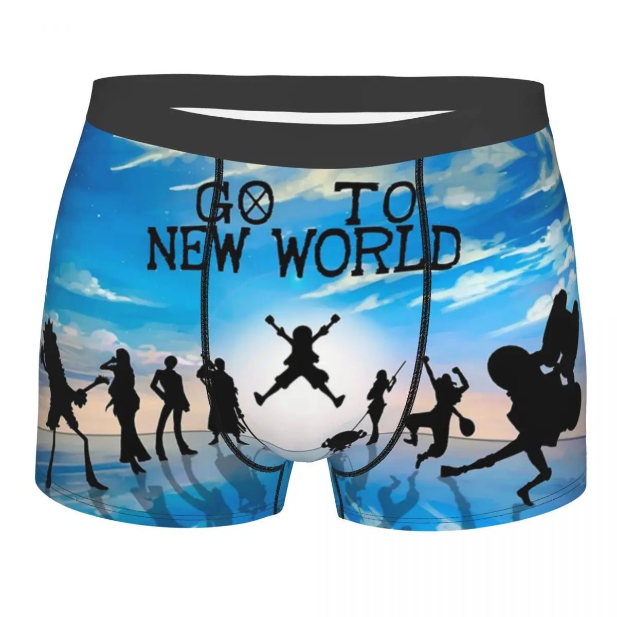 Bokserki One Piece – scena „Go To New World” (niebieskie)