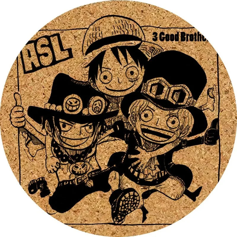 One Piece Coasters - ASL Trio (Ace, Sabo, Luffy) in Cork