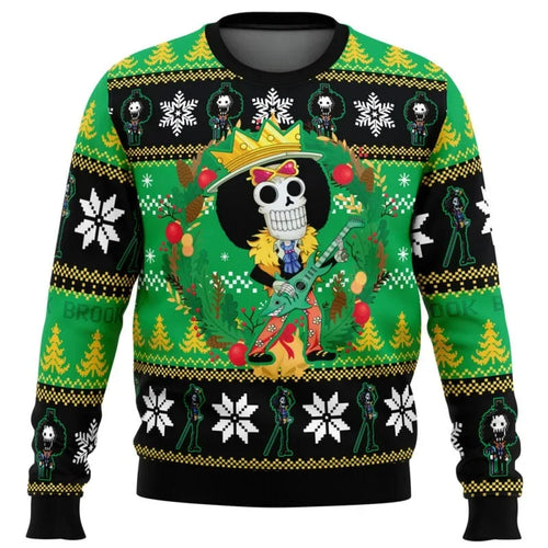 One Piece-tröja – design med Tony Tony Chopper och granar (grön)