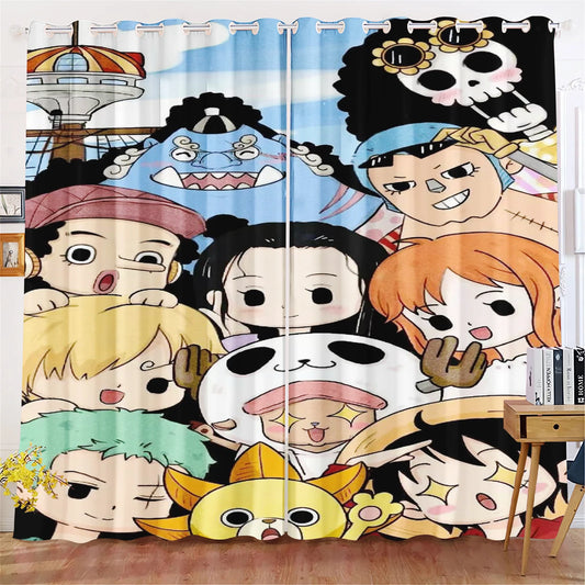 One Piece Curtain - Complete Straw Hat Crew (Chibi & Kawaii Style)