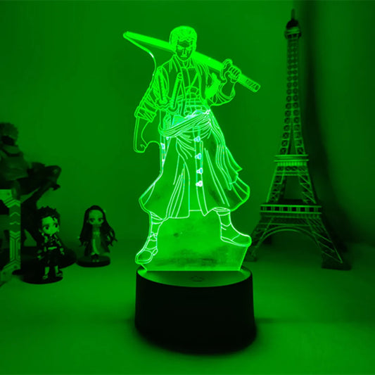 One Piece LED Night Light - Roronoa Zoro Combat Stance (Green)