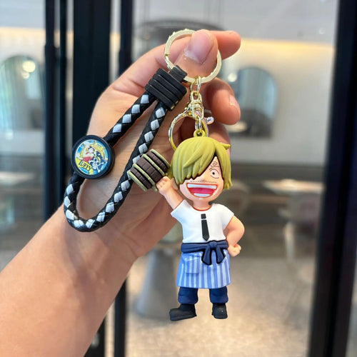 One Piece Figurine Keychain – Sanji in Blue Outfit, Smiling