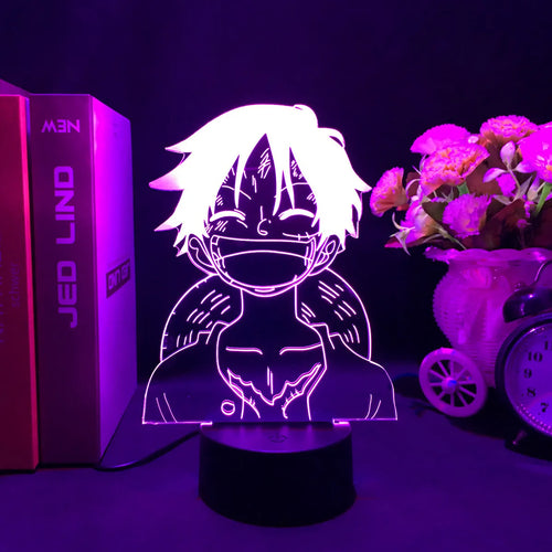 One Piece LED Lamp - Monkey D. Luffy Portrait (Purple)