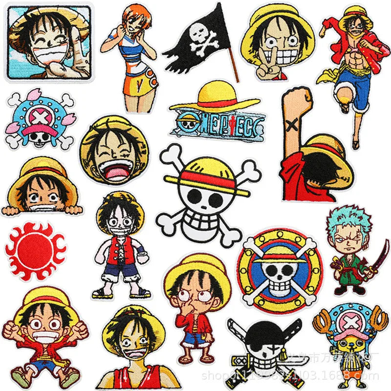 One Piece-paket med tygmärken – set med 20 3D-märken (Mugiwara-besättningen)