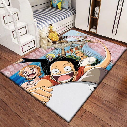 One Piece-matta – festlig scen med Luffy och hans vänner