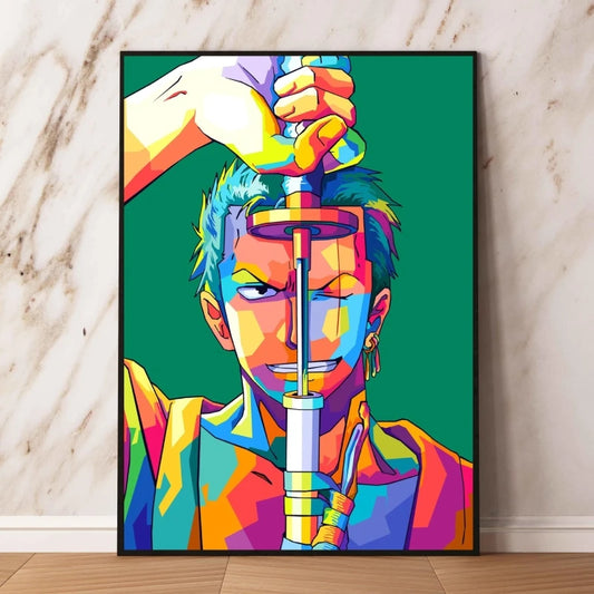One Piece Pop Art Canvas - Roronoa Zoro Sword in Mouth