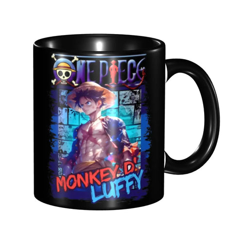 One Piece Mug - Retro-Style Luffy & Wooden Accessories