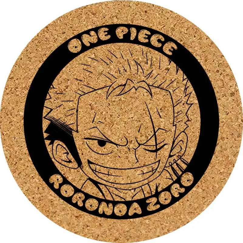 One Piece-underlägg – Wanted Roronoa Zoro, korkgravyr