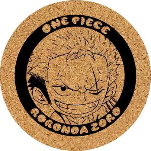 One Piece-underlägg – Wanted Roronoa Zoro, korkgravyr