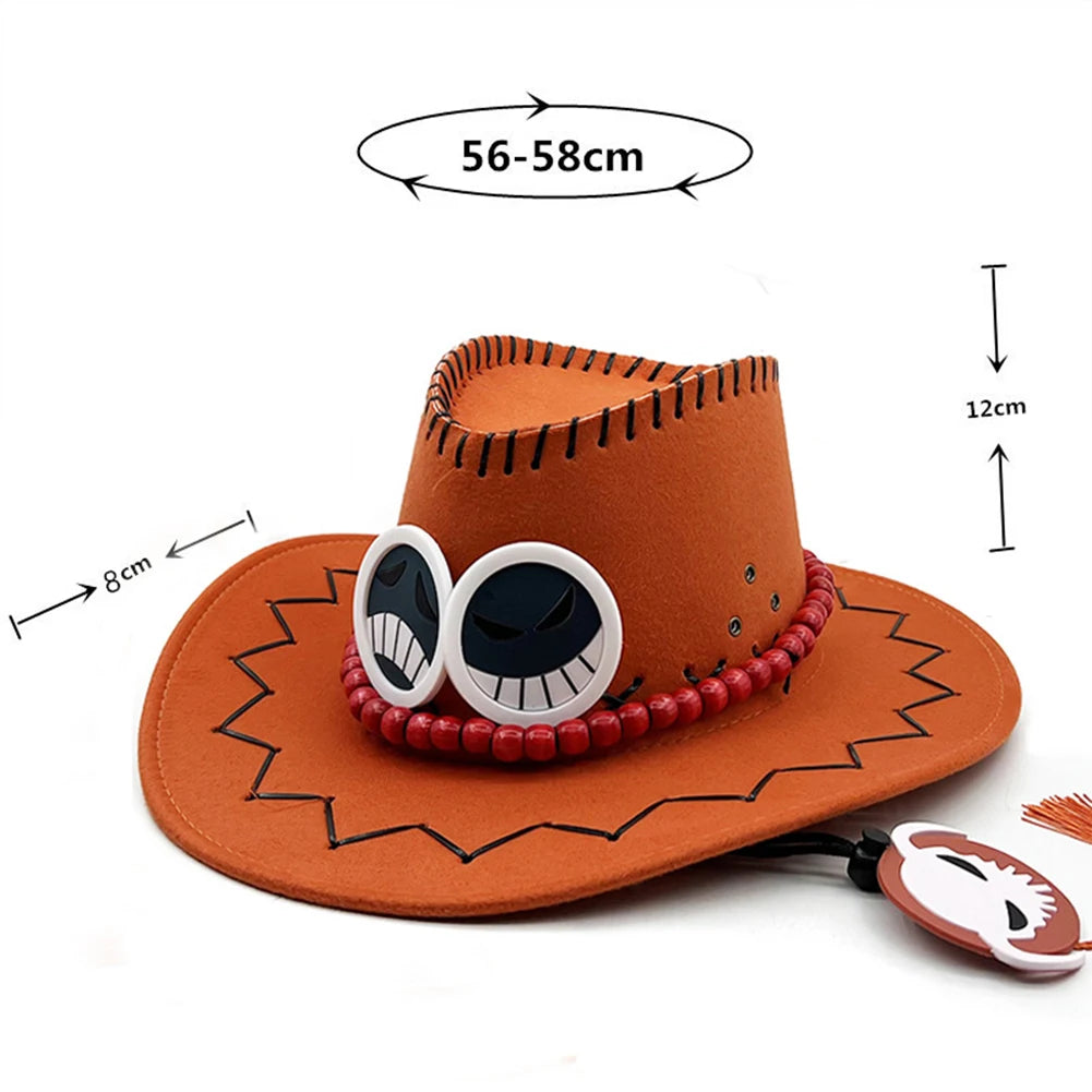 One Piece Ace Hat – Orange Felt and Badges