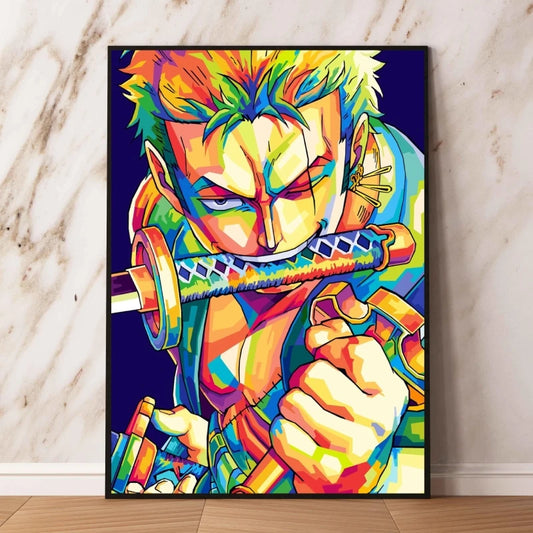 One Piece Pop Art Painting - Roronoa Zoro Triple Swords
