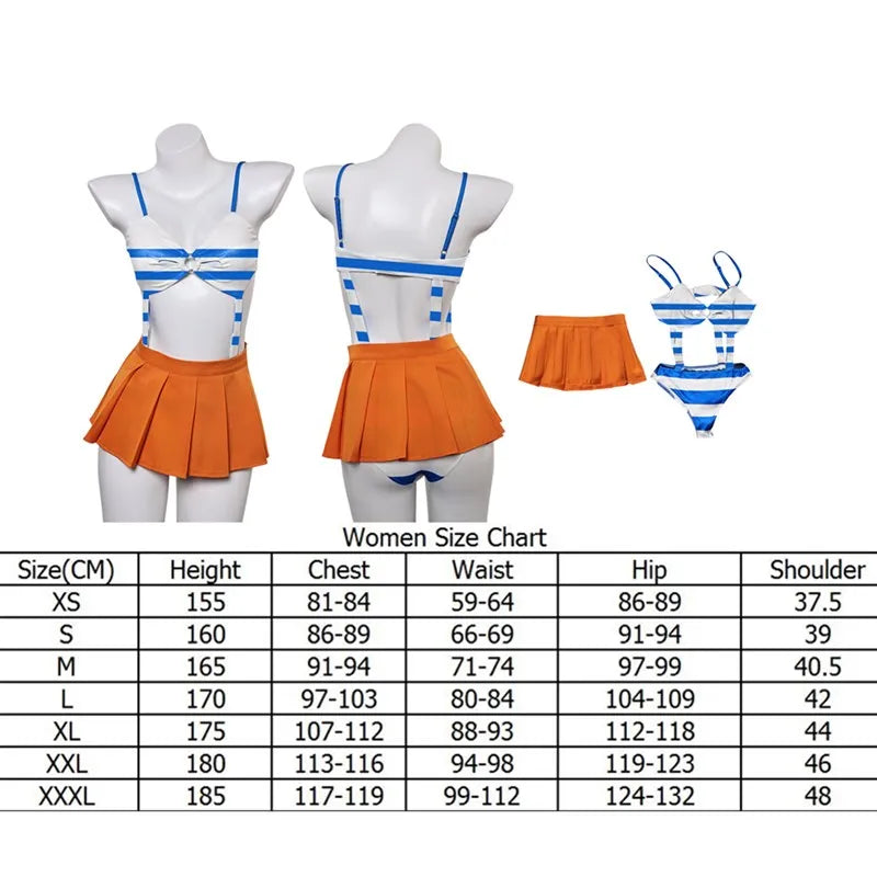 One Piece Cosplay Costume - Nami Outfit (Zou Version with Orange Skirt)