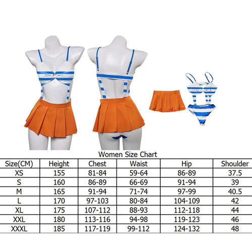 One Piece Cosplay Costume - Nami Outfit (Zou Version with Orange Skirt)