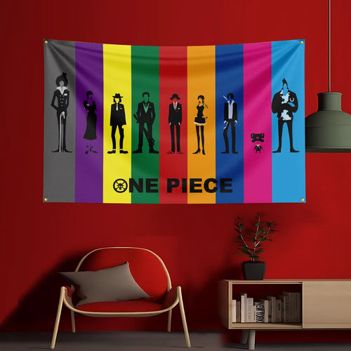 One Piece Flag - Mugiwara Crew Silhouette (Multicolored)