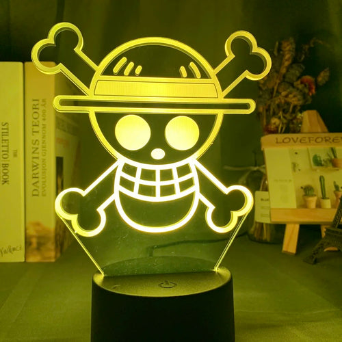 One Piece LED-nattlampa – Classic Skull Mugiwara-logotyp (gul)